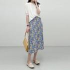 High-waist Floral A-line Skirt