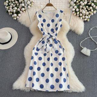 Bow Detail Dotted Tank Dress