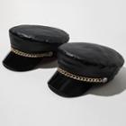 Faux Leather Marine Cap Black - One Size