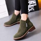 Stitched Zip-side Flat Ankle Boots