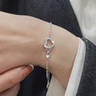 Heart Rhinestone Alloy Bracelet 1pc - Silver - One Size