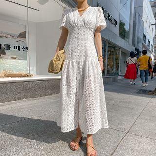 Eyelet-lace A-line Maxi Dress