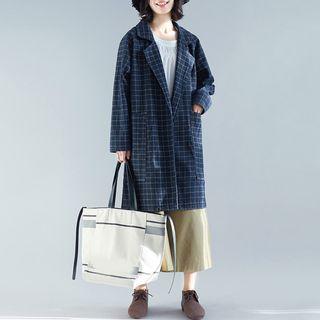 Plaid Long-sleeve Denim Jacket As Shown In Figure - L