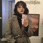 Set: Plaid Blazer + Grommet Belt