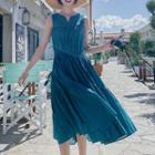 Sleeveless Crinkled A-line Dress