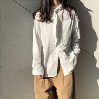 Tie Neck Shirt White - One Size