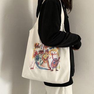 Printed Shopper Bag White - One Size