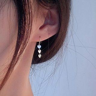 Heart Drop Earring 1 Pair - Heart - Silver - One Size