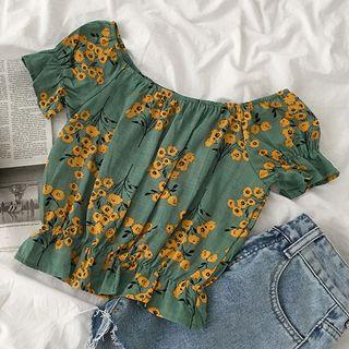 Short-sleeve Floral Print Top As Shown In Figure - One Size