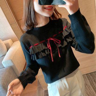 Bow Detail Ruffle Sweater