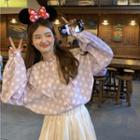 Long-sleeve Sailor Collar Dotted Shirt