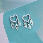 Rhinestone Heart Ear Stud 1 Pc - As Shown In Figure - One Size