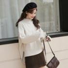 Mock-turtleneck Slit Sweater