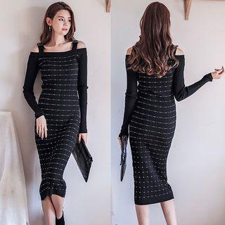 Cold-shoulder Midi Knit Dress