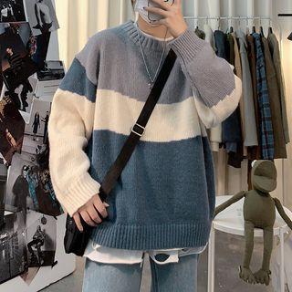 Crew Neck Color Block Sweater