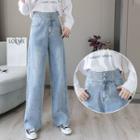 High Waist Wide Leg Washed Jeans