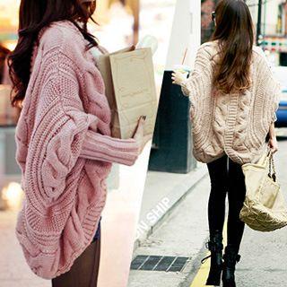 Batwing Cable-knit Cardigan