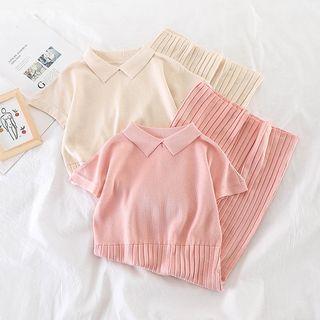 Short-sleeve Knit Pleated Dress