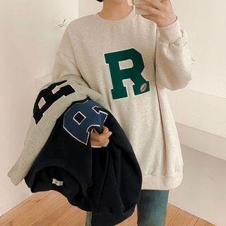 Plus Size R Patched Napped Pullover