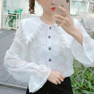 Lace Trim Peter-pan-collar Blouse