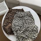 Elastic-waist Leopard Print Skirt