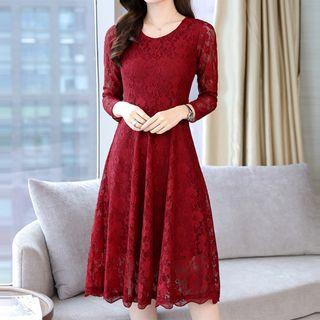 Long Sleeve Lace Midi Dress
