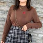 Long-sleeve Cherry Embroidered Top