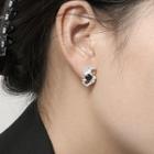 Rhinestone Irregular Alloy Earring 1 Pair - Silver & Black - One Size