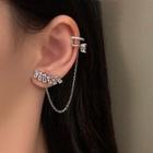 Cz Stud Earring With Ear Cuff 1 Pc - Left Ear - Silver - One Size