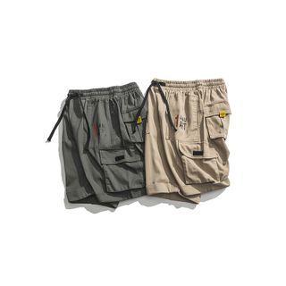 Lettering Flap-pocket Straight-cut Shorts