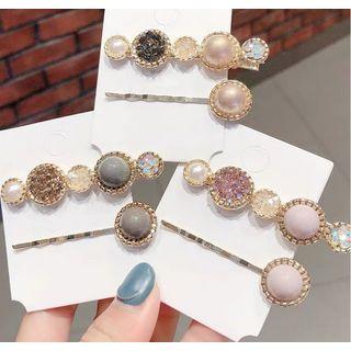 Set: Rhinestone Faux Pearl Hair Pin