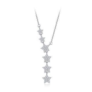 925 Sterling Silver Sparkling Star Necklace With Cubic Zircon Silver - One Size