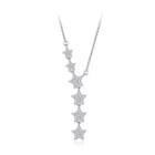 925 Sterling Silver Sparkling Star Necklace With Cubic Zircon Silver - One Size