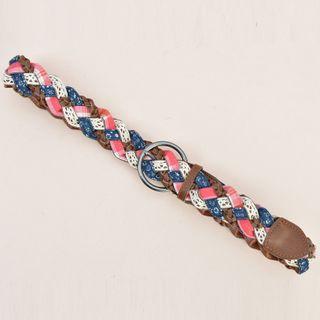 Printed Woven Faux Leather Belt As Shown In Figure - One Size