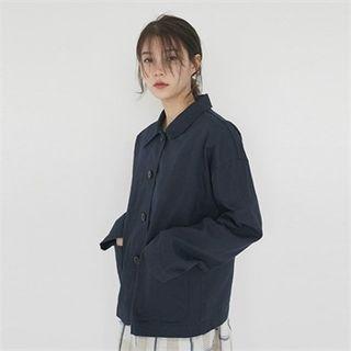 Buttoned Boxy-fit Cotton Jacket