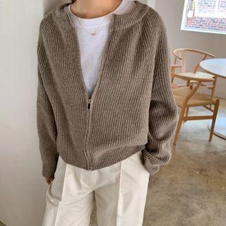 Rib Knit Zip Cardigan
