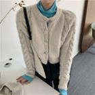 Cable Knit Cropped Cardigan / Turtleneck T-shirt
