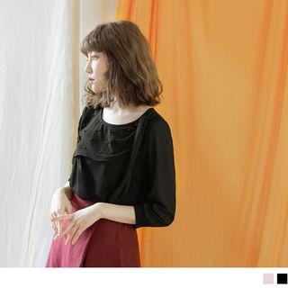 Beaded Panel 3/4 Sleeve Top