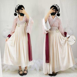 Hanfu Long-sleeve Top / Maxi Skirt / Scarf / Set