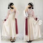 Hanfu Long-sleeve Top / Maxi Skirt / Scarf / Set