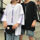 Couple Matching Mock Two-piece 3/4-sleeve T-shirt
