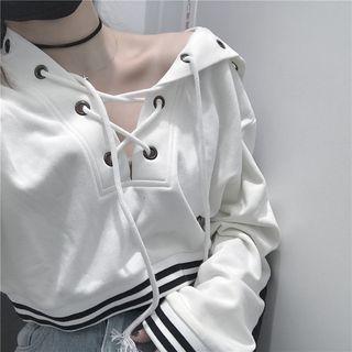 Lace-up Cropped Sweatshirt
