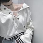 Lace-up Cropped Sweatshirt