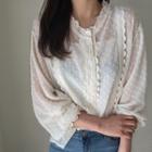 Lace-trim Embossed Blouse