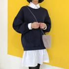 Layer-hem Brushed-fleece Lined Pullover Dress