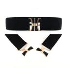 Elastic Faux Leather Belt Black - 63cm