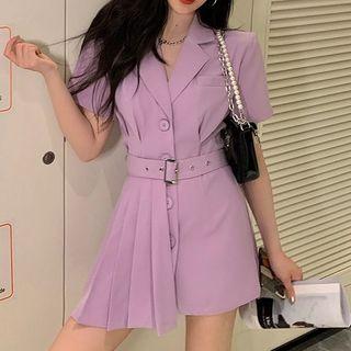 Set: Short-sleeve Blazer + A-line Skirt