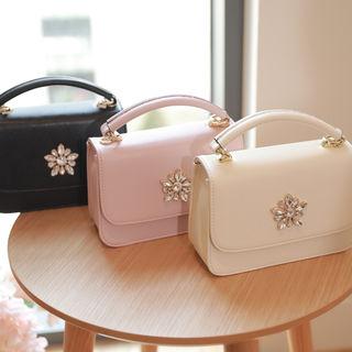 Chain-strap Rhinestone-detail Shoulder Bag