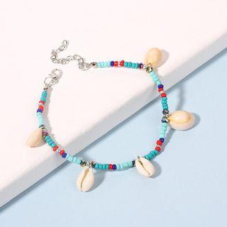 Shell & Bead Bracelet Aqua Blue - One Size