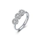 925 Sterling Silver Fashion Bright Flower Adjustable Ring With Cubic Zircon Silver - One Size